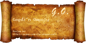 Gegán Ompoly névjegykártya